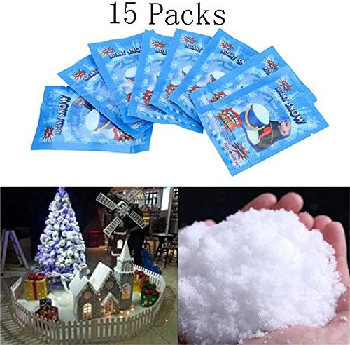 15 Pcs 9g SAP Magic Instant Snow Fake Snow Powder Just Add Water for Super Fluffy Cloud slime and Christmas Wedding Decoration
