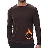 HUGE SPORTS Men's Thermal Underwear Double-Side Fleece Fiber Long Sleeve Base Layer Top,Cold Weather Warm Undershirt for Men
