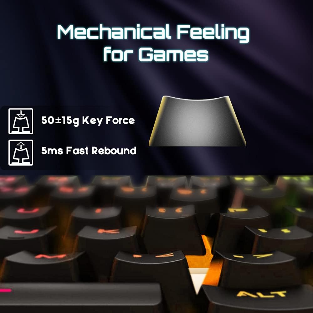 BENGOO Gaming Keyboard, RGB LED Rainbow Backlit Small Gaming Keyboard with 89 Keys and Multimedia Shortcus, Mechanical Feeling Keyboard Wired with 25 Anti-ghosting Keys for Windows Gaming PC Mac: Computers & Accessories