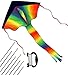 Kids Large Rainbow Delta Kite - the Best Outdoor Toys for Summer Beach Fun, Durable Easy Flyer Comes with Kite Reel Rods and Happy Family Time