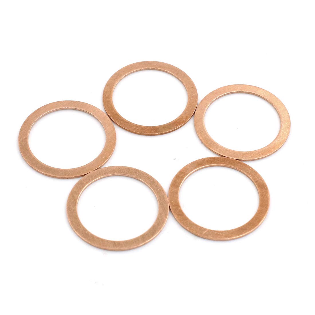 X AUTOHAUX 5 Pcs 27mm Inner Diameter Copper Washers Flat Sealing Gasket Rings