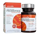 NatureWise Maximum Care Time-Release Probiotics, 30 Strains, High Potency, Acid Resistant and Shelf Stable, 20 Caplets