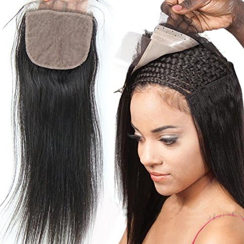 Sunday Hair Silk Top Closure 4x4inch 14inch,Brazilian Virgin Human Hair Silk Base Closure Straight Three Part With Baby Hair Bleached Knots