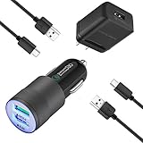 Car Charger Kit for Samsung Galaxy S8/S8 Plus/S9/S9 Plus/Note 9/8, LG G6/G5/V30/V20, HTC 10, Car Charger + Wall Charger