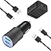 Car Charger Kit for Samsung Galaxy S8/S8 Plus/S9/S9 Plus/Note 9/8, LG G6/G5/V30/V20, HTC 10, Car Charger + Wall Charger