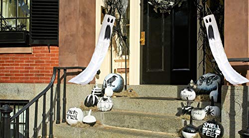 PINCHUANG 2 Pack 40 Inch Halloween Pumpkin Ghost Windsock Flag, Halloween Windsock Outdoor Hanging Decoration for Front Yard Patio Lawn Garden Party Decor (Ghost Windsock) - Thumbnail 4