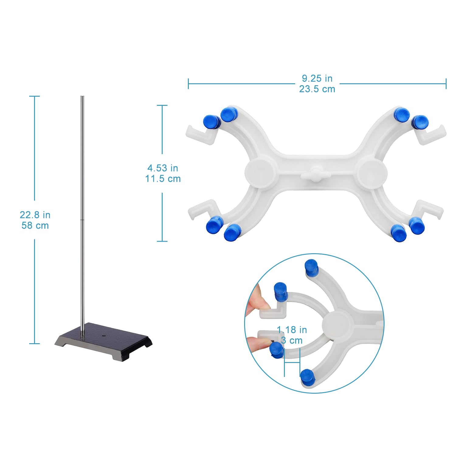 Stonylab Lab Stand And Double Burette Clamp Bundle, 8 X 5 Inch Cast