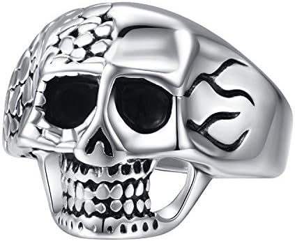 Silver Black Stainless Steel Ring Engagement rings Wedding Rings Men's Skull Head Ring Size 8-12 (titanium steel silver black GB1-7, 8)…