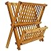 Bamboo Folding Dish Rack, Natural Bamboo [100% Organic] 2-Tier Collapsible Dish Drying Rack; Kitchen Utensil Holder; Wooden Dish Drainer for Dish/ Plate/ Bowl/ Cup/ Pot Lid