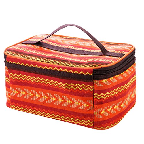 Homyl Outdoor Tableware Storage Bag Handbag Chinese Ethnic Style Spice Jars Organizer Case Carry Bag