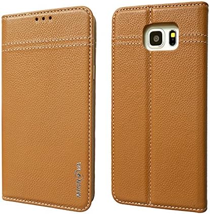 Galaxy Note 5 Case, Gebei Galaxy Note 5 Wallet Case Premium Genuine Leather Case (Card Holder) with Stand Flip for Samsung Galaxy Note 5 (Brown)
