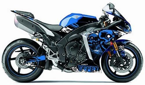 Factory Effex (17-18212-SS) Skull Series Blue Complete Street Bike Graphic Kit by Factory Effex