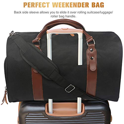 Oflamn 21" 900D Weekender Bags Leather Duffle Bag Overnight Travel