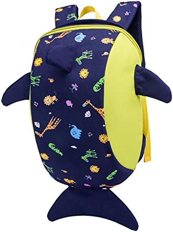 SCOLL Lovely Cartoon Pre-school and Infant-school Children Backpacks Shoulder Bags Cute Dolphin Kindergarten Kids Schoolbag (Dark Blue)