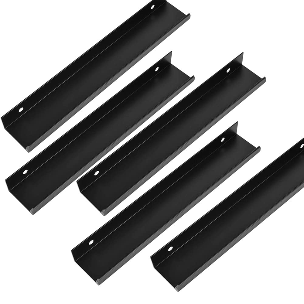 JNRFTY 5Pcs Mount Finger Edge Pull,Hidden Drawer Pulls,Aluminum Hidden Handle Concealed Tab Pulls for Home Kitchen Door Drawer Cabinet (Black,600mm Total Length) — image 1