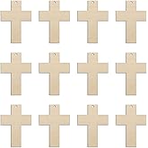 30pcs Mini Cross Wood DIY Crafts Cutouts 2" Wooden Cross Shaped Hanging Ornaments with Jute Twines Wood Tags for Easter Halloween Holiday Party Decorations