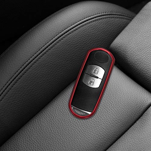 kwmobile autosleutelhoes compatibel met Mazda 2-knops Keyless Go autosleutel - TPU beschermhoes in hoogglans rood - Afbeelding 3