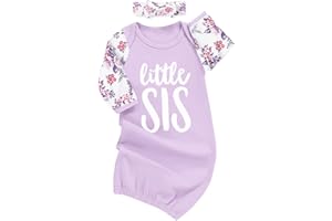 Bellcoco Newborn Baby Girl Boy Nightgown 0-6 Months Little Sister Sleeper Gown Stripe Long Sleeve Baby Clothes