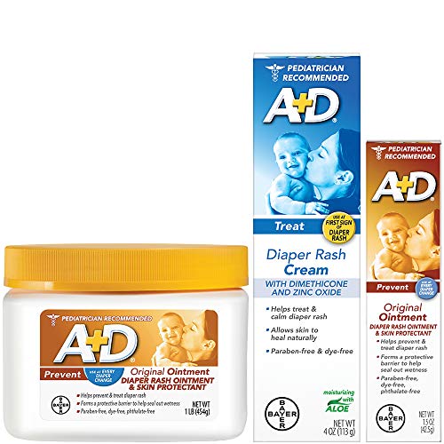 A+D Original Diaper Rash Ointment, Baby Skin Protectant With Zinc Oxide Diaper Rash Treatment Cream, Dimenthicone 1%, Zinc Oxide 10% and Original Diaper Rash Ointment, Skin Protectant