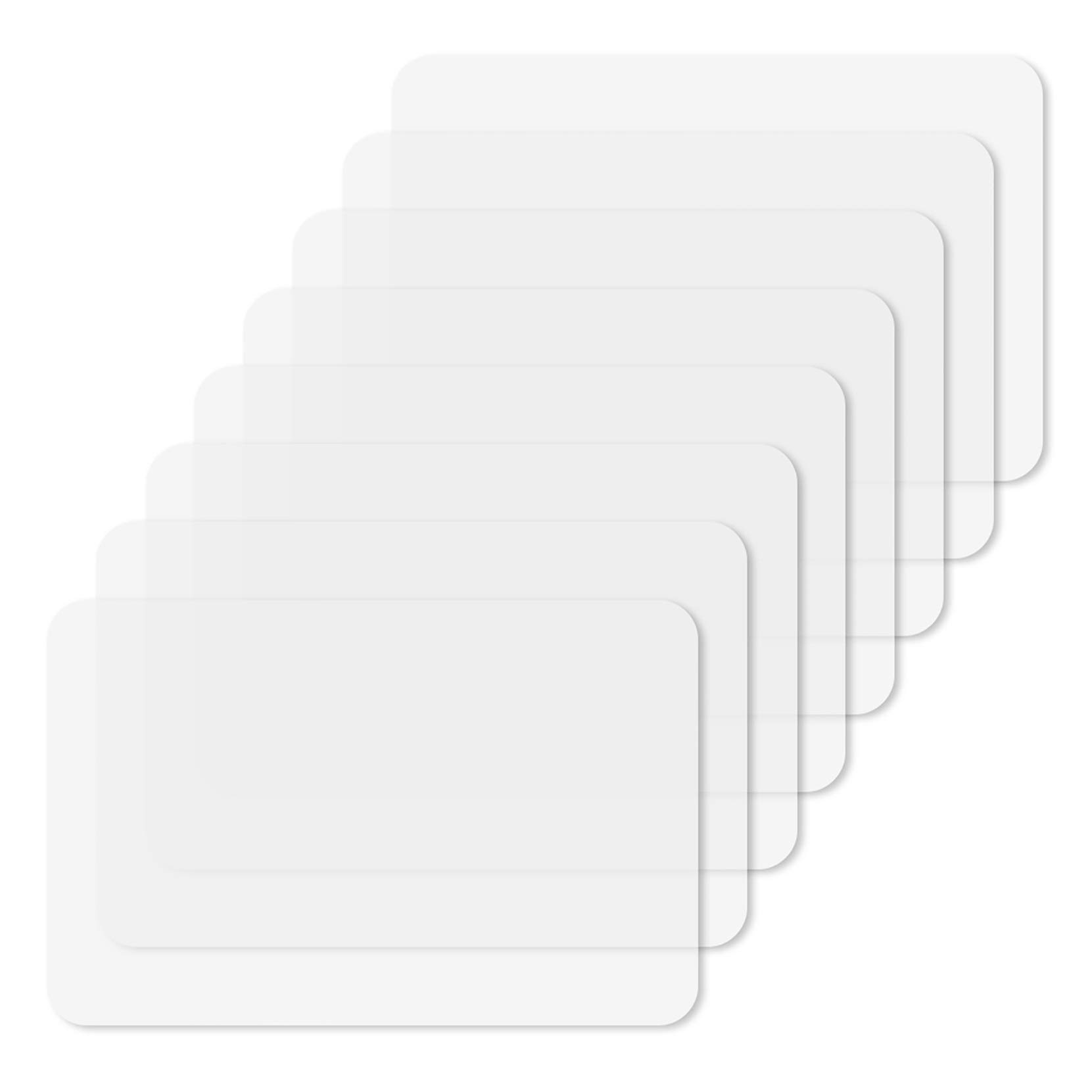 Thursday April Pack of 8 Plastic Placemats Table Mats Crystal Transparent Heat Resistant Dining Mats as Table Mat Table Protection Mat or Desk Mat (43 x 28 cm)