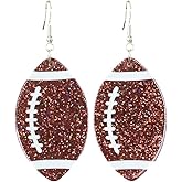 Glitter Rugby Earrings For Women Cute Sports Season Championship Earrings Game Day Earring Sport Fan Jewelry Gift