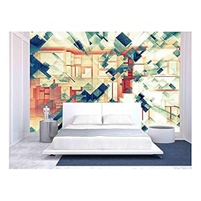Wall26 - Colorful Cube Perspective Pattern - Canvas Art Wall Mural Decor-66"x96"