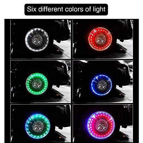 Car Tire Wheel Lights, Set of 4 Solar Car Wheel Tire Air Valve Cap Light with Motion Sensors Colorful LED Tire Light Gas Nozzle Cap Motion Sensors for Car Motorcycles Bike- Shipped from United States