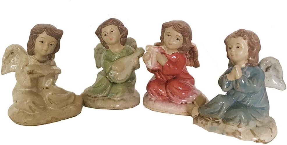 Set of 4 Ceramic Cherubs/Angels Figurine Cute Collectible Angels Home Decor and Gift