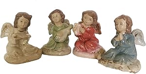 Set of 4 Ceramic Cherubs/Angels Figurine Cute Collectible Angels Home Decor and Gift