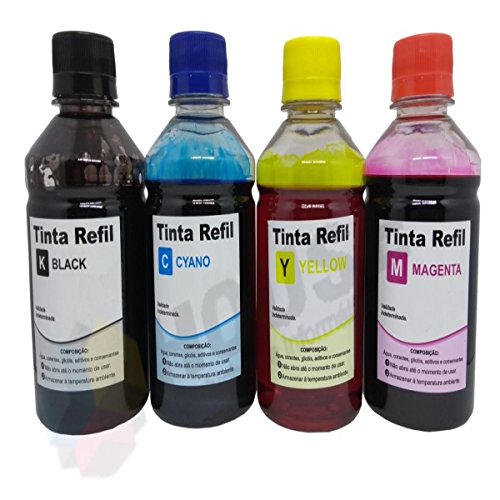 Kit 4 Tintas Universal Para Recarga De Cartuchos Hp, Lexmark, Canon (1 Litro de Cada Cor)