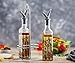 Gourmia GVD9990 Oil and Vinegar Dispenser Set - Elegant Square Design, Easy Flow Dual Drip-Free Spouts for Controlled Flow – Steel Wire Table and Counter Stand Holder