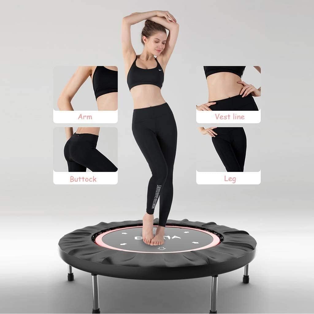 LAMTON Folding Indoor Mini Trampoline Rebounder with handrail - Indoor for Adults - Perfect Urban Cardio Workout Home Trainer - Max Load 440 lbs