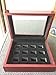 JunningGor 12 Holes Championship Big Heavy Ring Display Case Wooden Jewelry Box Red Velvet Inside (Red) (Black)