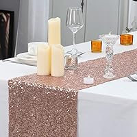 PartyDelight 12" X 72" Rose Gold Sequin Table Runner for Wedding, Party, Bridal Baby Shower, Christmas.