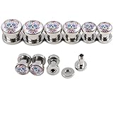 PiercingJ 5pairs Gauge Stainless Steel Flower Skull Screw Barbells Ear Plug Stre...
