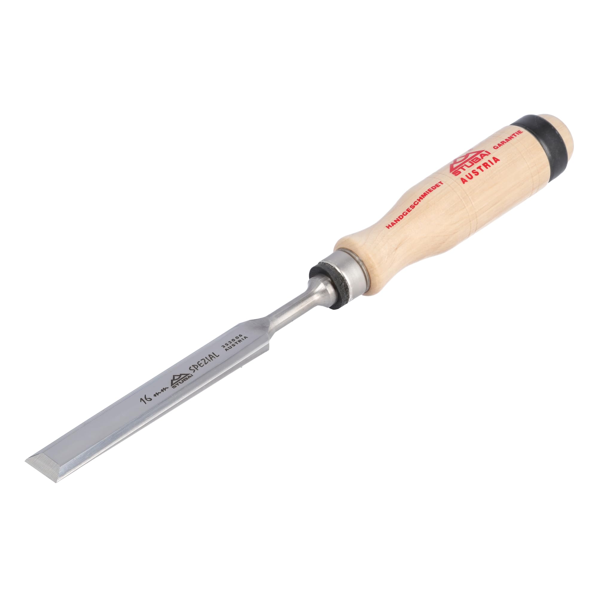 Stubai 353006 "Swedish Type" Special Wood Chisel with Wooden Handle, Beige/Silver, 16 mm