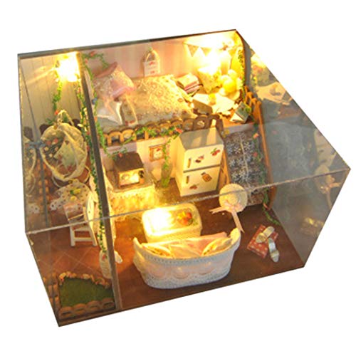 Redvive Top 3D Wooden DIY Miniature House Furniture LED House Puzzle Decorate Creative Gifts