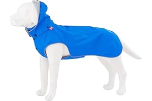 HUGO & HUDSON Dog Raincoat Waterproof Windproof Hooded Slicker Poncho Jacket Coat, Blue, M45
