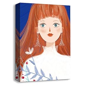 Canvas Wall Art Neighbor Girl Abstract Painting Artwork for Home Prints Framed - 12x18 inches