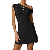Wenrine Womens Summer Mini Dresses Off The Shoulder Bodycon Going Out Ruched A Line Sexy Party Club Dress
