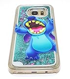 Samsung Galaxy S7 Edge Cute Stitch 3D Liquid Glitter Case, Cartoon Liquid Quicksand Floating Bling Glitter Sparkle Creative Design Hard Plastic Case Cover For Galaxy S7 Edge (Quicksand Glitter Stitch)