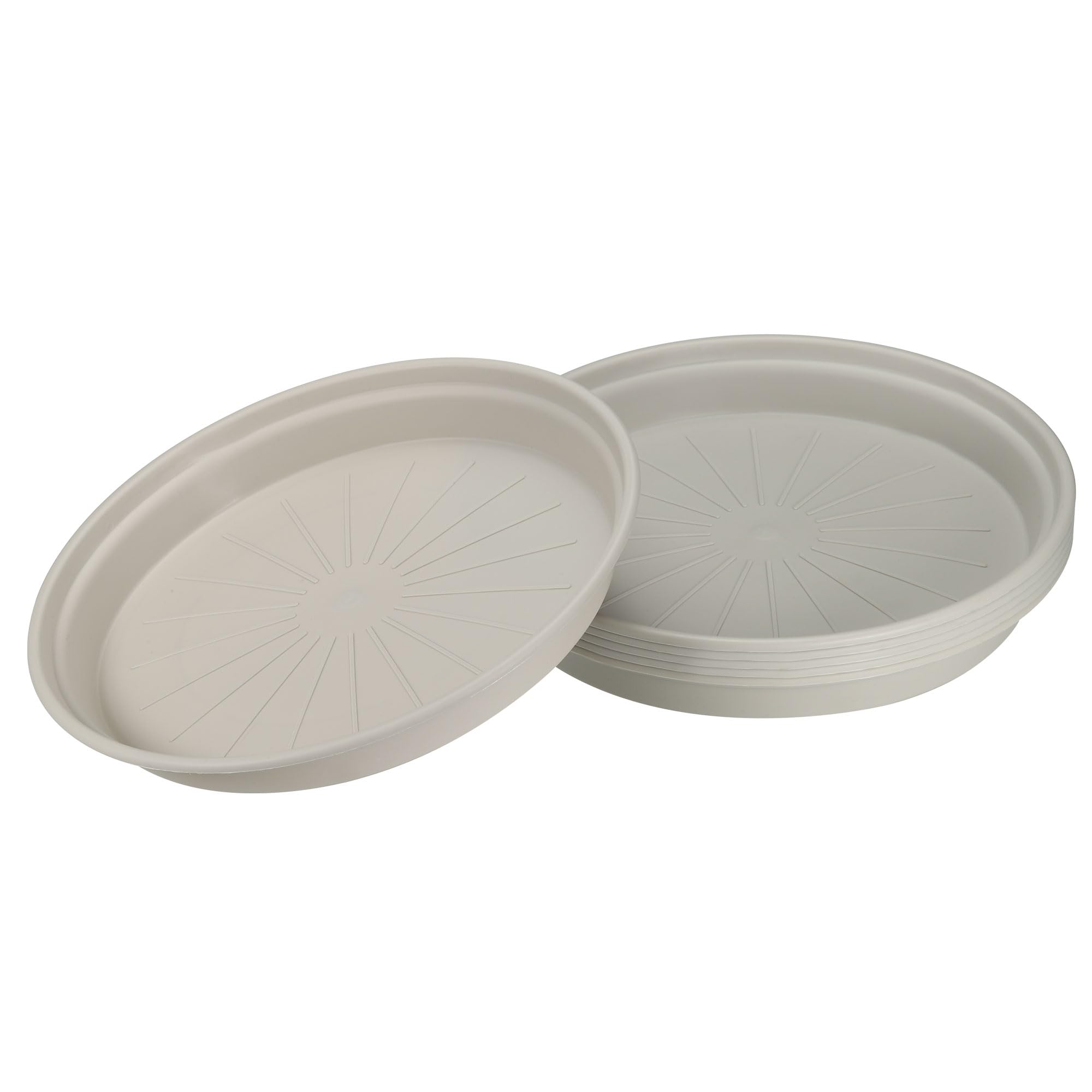 M METERXITY 6 Pack Planter Saucers - Plastic Plant Tray Flowerpot Drip Trays Round Apply to Outdoor/Garden (10.6 Inch/ 26.9cm, Light Grey)