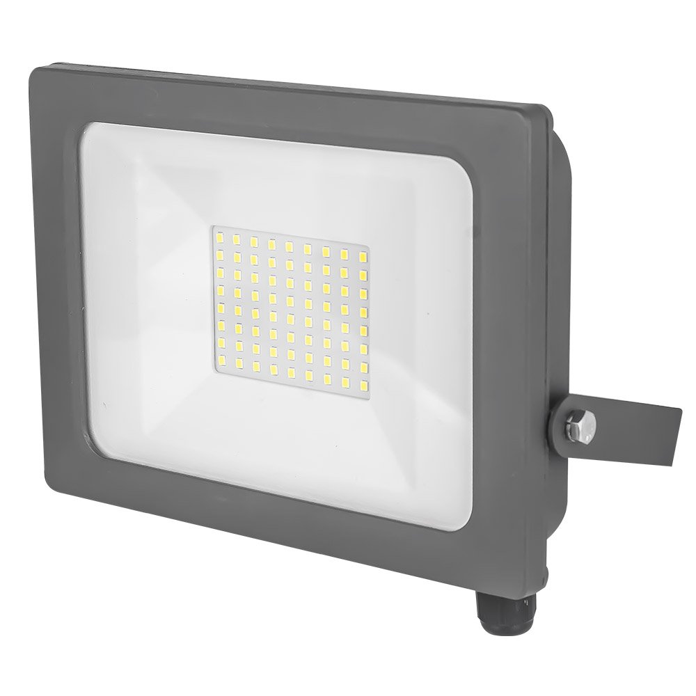 Status 50W LED Slimline Floodlight with 4500 Lumen Output, IP65 Outdoor Security Light with Wide Beam Angle for Gardens and Driveways, Grey (S50WSFLG1PKB3)