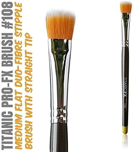 Titanic Pro-FX Brush 108 – Medium Flat Duo Fiber Stipple Brush – Prosthetic Makeup