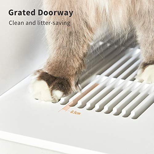 PETKIT Cat Litter Box, White Villa SemiEnclosed Cat Litter Box with Litter Scoop, Low Entry