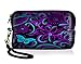 AUPET Purple Blue Flowers Digital Camera Case Bag Pouch Coin Purse with Strap for Sony Samsung Nikon Canon Kodak primary