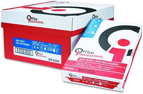 Office Impressions Bulk White Copy Paper, 92 Bright, 20 lb Bond Weight, 8.5 x 14, White, 500 Sheets/Ream, 10 Reams/Carton