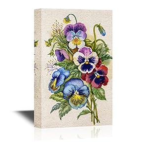 Pansy Flower Canvas Wall Art - Colorful Watercolor Pansy Flowers - Gallery Wrap Modern Home Art | Ready to Hang - 12x18 inches
