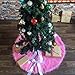 DOYOLLA Faux Fur Christmas Tree Skirt 48 inch Pink Xmas Tree Skirt Holiday Decorations Pet Favors