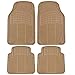 BDK MT-654-BG Beige Heavy Duty Rubber Floor Mat, 4 Piece (for Car Truck SUV Front & Rear All Weather Protection)